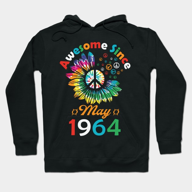 Funny Birthday Quote, Awesome Since May 1964, Retro Birthday Hoodie by Estrytee